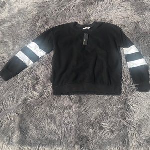 Chloe & Katie Black Sweatshirt with Silver Stripes Metallic Stripe Detail Small